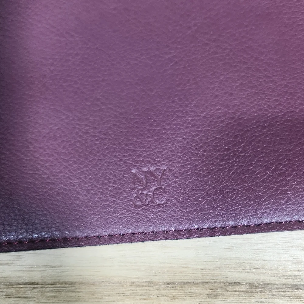 New York & Company Purple Leather Wristlet XL - Picture 3 of 14